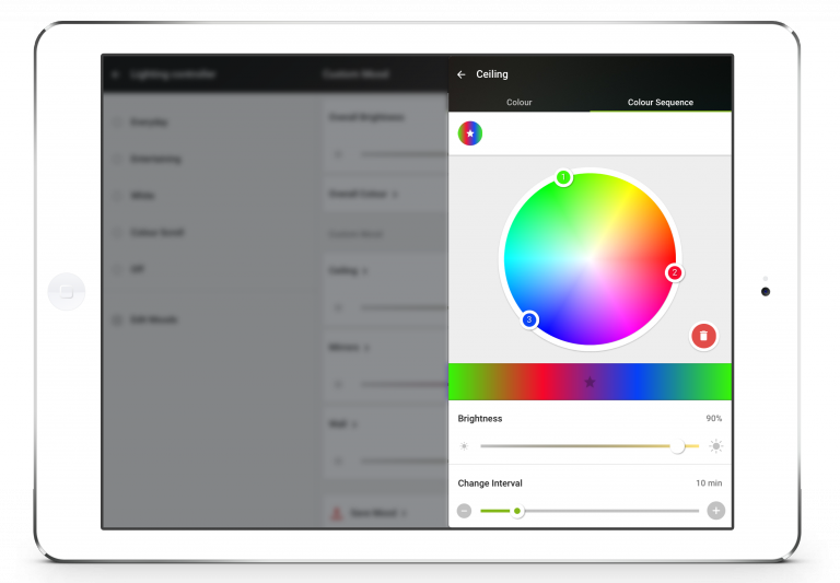 Loxone Smart Home App - Tablet - Lighting - Colour Sequence